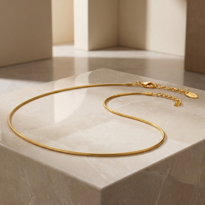 18K Gold Snake Chain Necklace | S925 Sterling Silver | Adjustable Length
