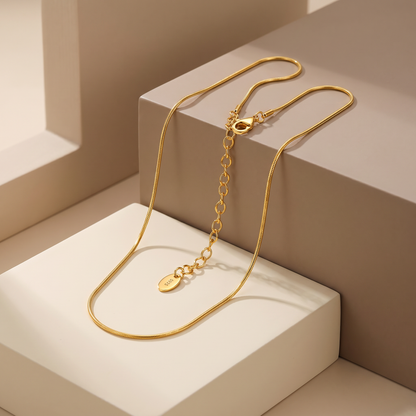 18K Gold Snake Chain Necklace | S925 Sterling Silver | Adjustable Length