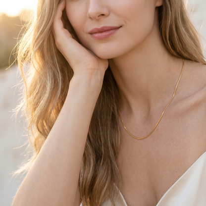 18K Gold Snake Chain Necklace | S925 Sterling Silver | Adjustable Length