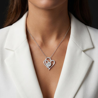 Double Heart Pendant Necklace