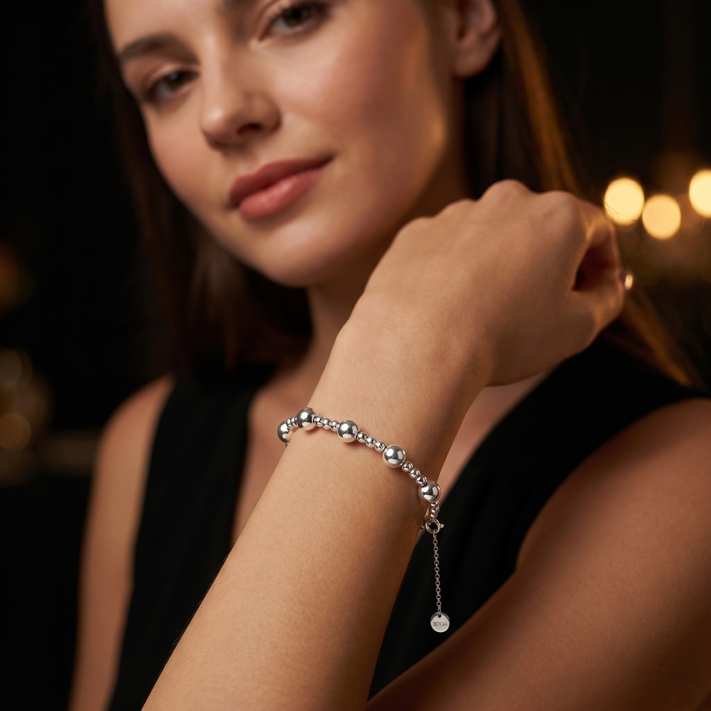 Bracelet 925 Sterling Silver Cat'S Eye Shining High-End Adjustable