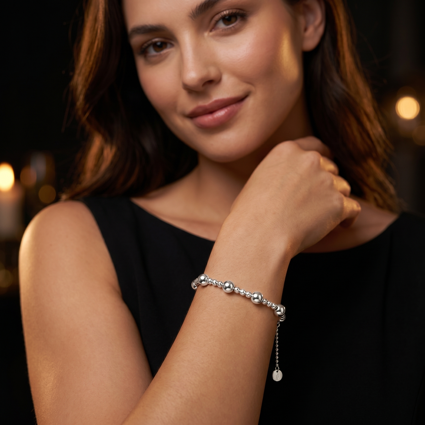 Bracelet 925 Sterling Silver Cat'S Eye Shining High-End Adjustable