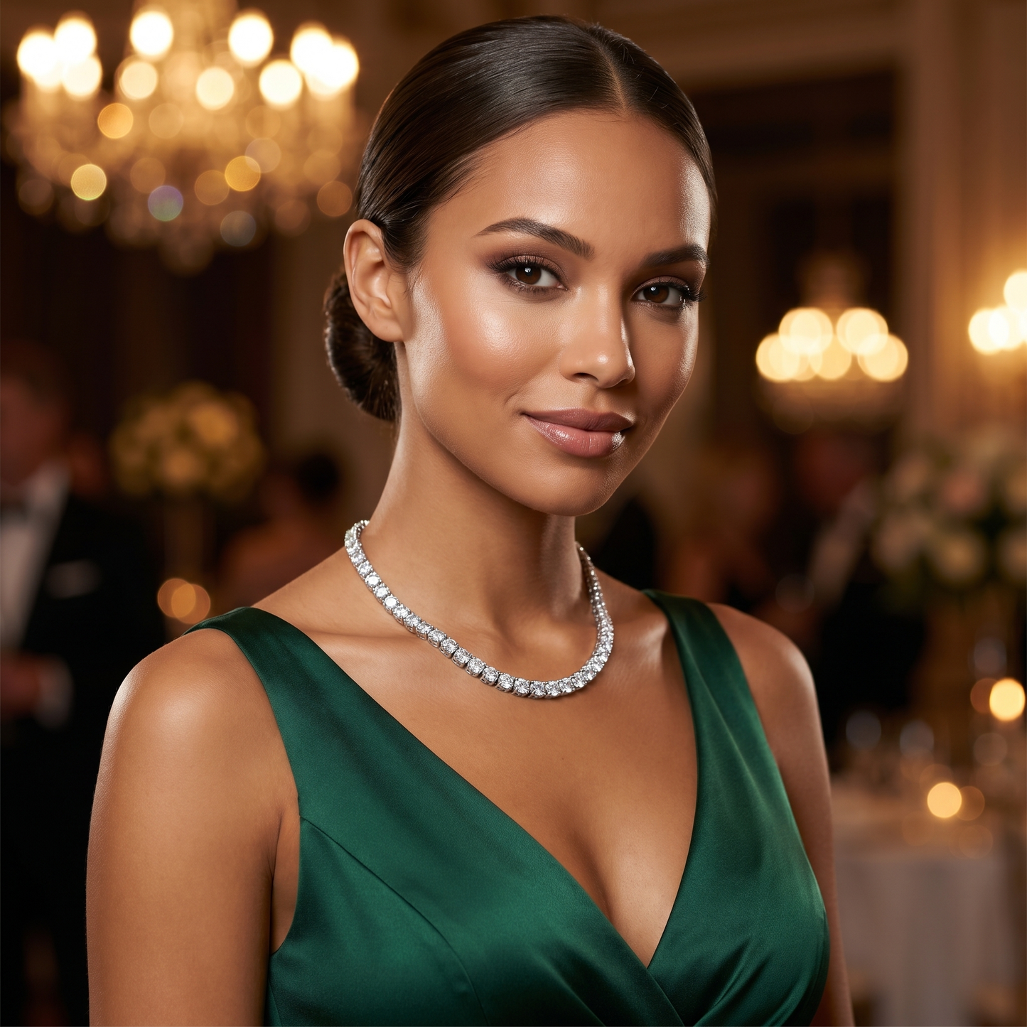 Tennis Necklace – S925 Sterling Silver Round-Cut CZ Necklace White Gold Chain