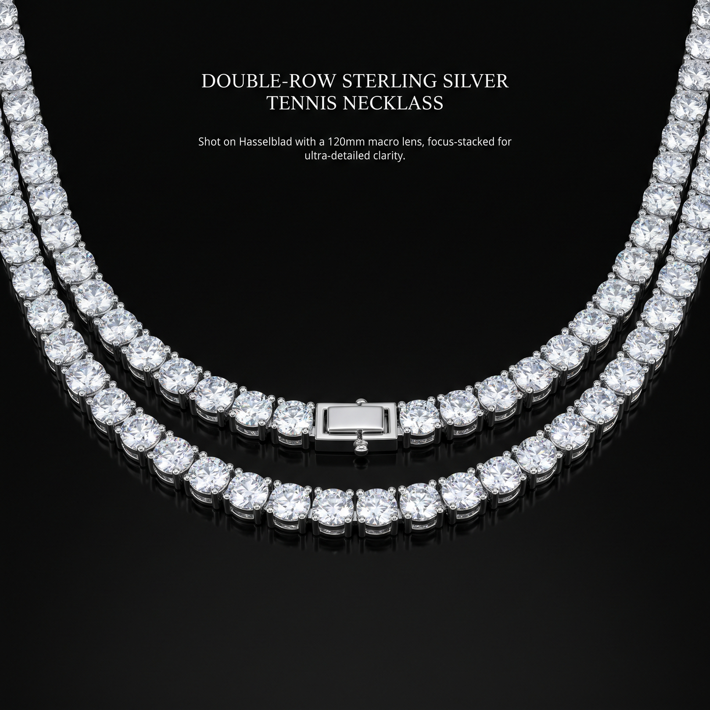 Tennis Necklace – S925 Sterling Silver Round-Cut CZ Necklace White Gold Chain