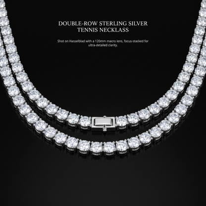 Tennis Necklace – S925 Sterling Silver Round-Cut CZ Necklace White Gold Chain