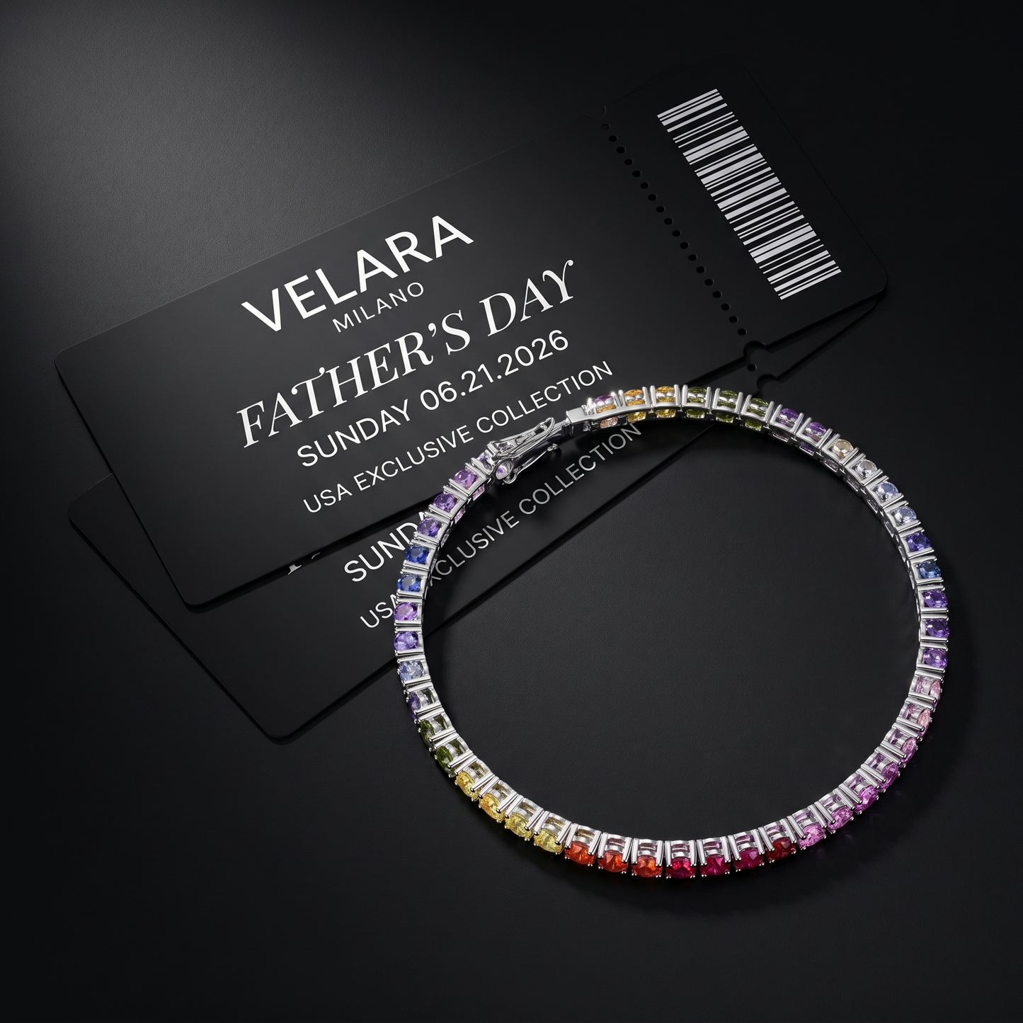 S925 Sterling Silver 5mm Rainbow Lab-Grown Gemstone Tennis Bracelet, Unisex