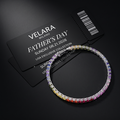 S925 Sterling Silver 5mm Rainbow Lab-Grown Gemstone Tennis Bracelet, Unisex