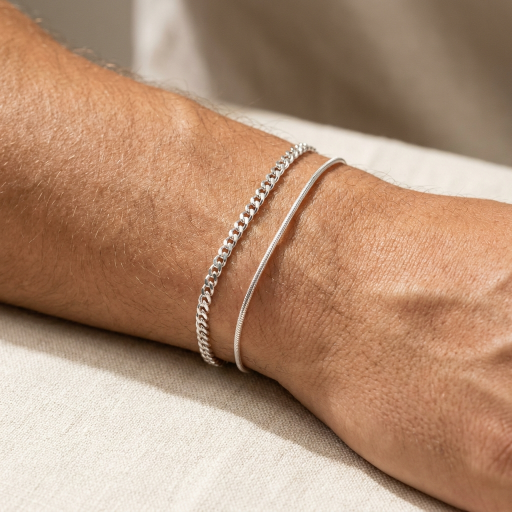 Double-Layer Men's Bracelet – 925 Sterling Silver