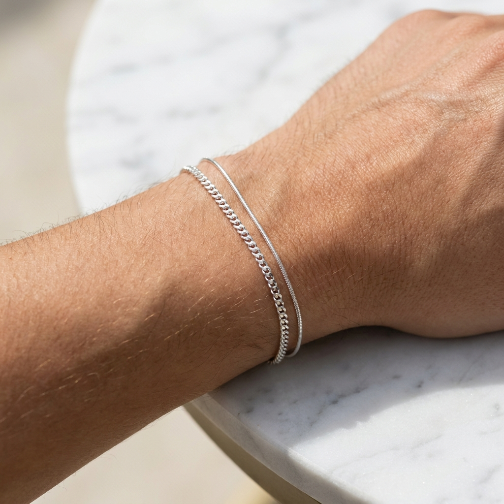 Double-Layer Men's Bracelet – 925 Sterling Silver