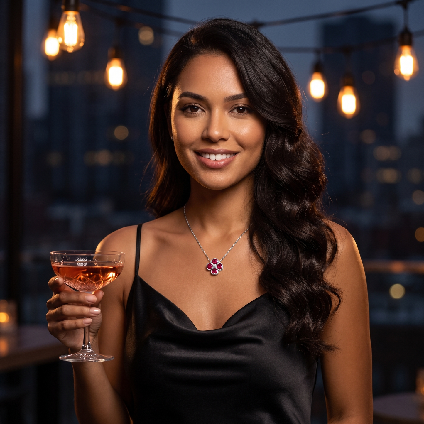 Sterling Silver Clover Pendant Necklace | Lab-Grown Ruby Sapphire Emerald