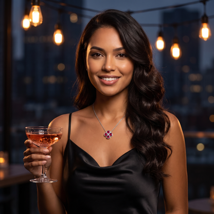 Sterling Silver Clover Pendant Necklace | Lab-Grown Ruby Sapphire Emerald