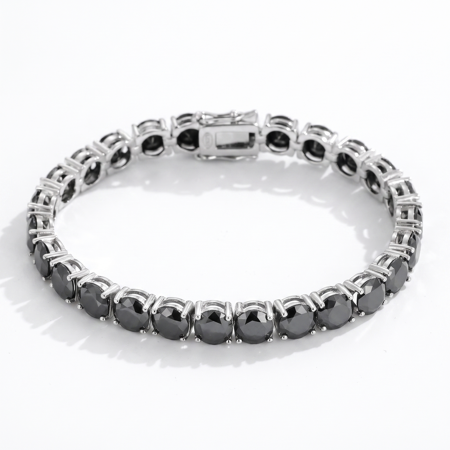 S925 Sterling Silver Tennis Bracelet with Black Moissanite -2mm