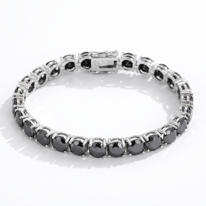 S925 Sterling Silver Tennis Bracelet with Black Moissanite -2mm