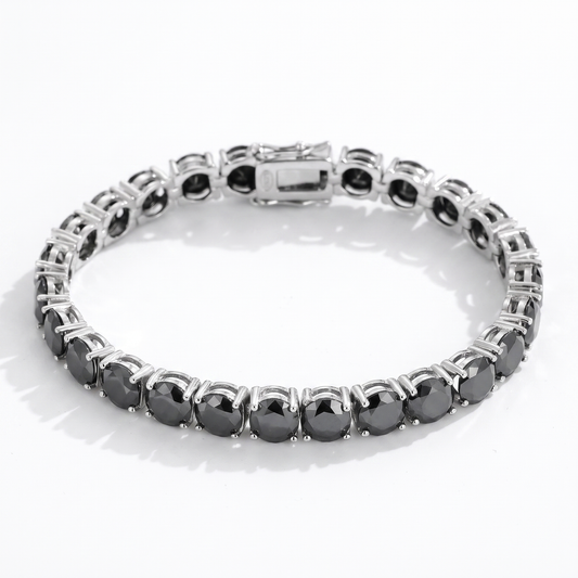 S925 Sterling Silver Tennis Bracelet with Black Moissanite -2mm