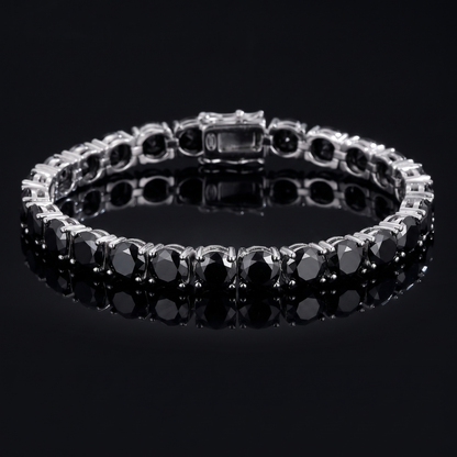 S925 Sterling Silver Tennis Bracelet with Black Moissanite -2mm