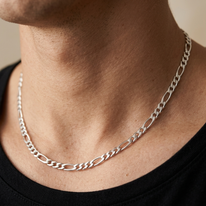 Silver Figaro Chain with Sterling Links 22" · S925