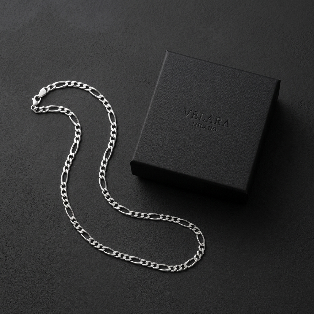 Silver Figaro Chain with Sterling Links 22" · S925