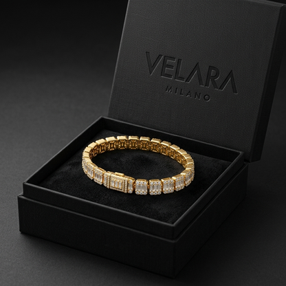Men's Iced Baguette Tennis Bracelet – 18K Gold Plated