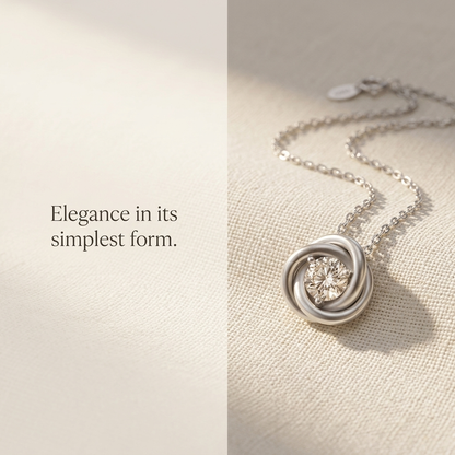 Spiral Moissanite Pendant Necklace | Platinum-Plated 925 Silver