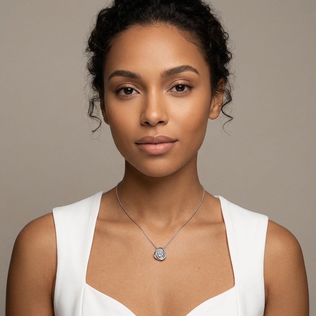 Spiral Moissanite Pendant Necklace | Platinum-Plated 925 Silver