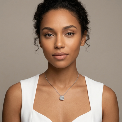 Spiral Moissanite Pendant Necklace | Platinum-Plated 925 Silver