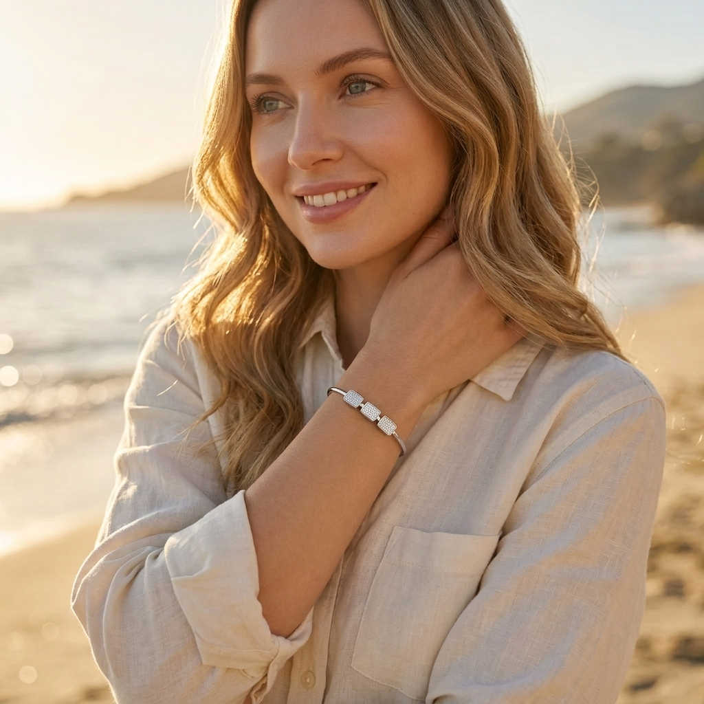 Bracelet Featuring Top-quality Moissanite, Made Of S925 Silver