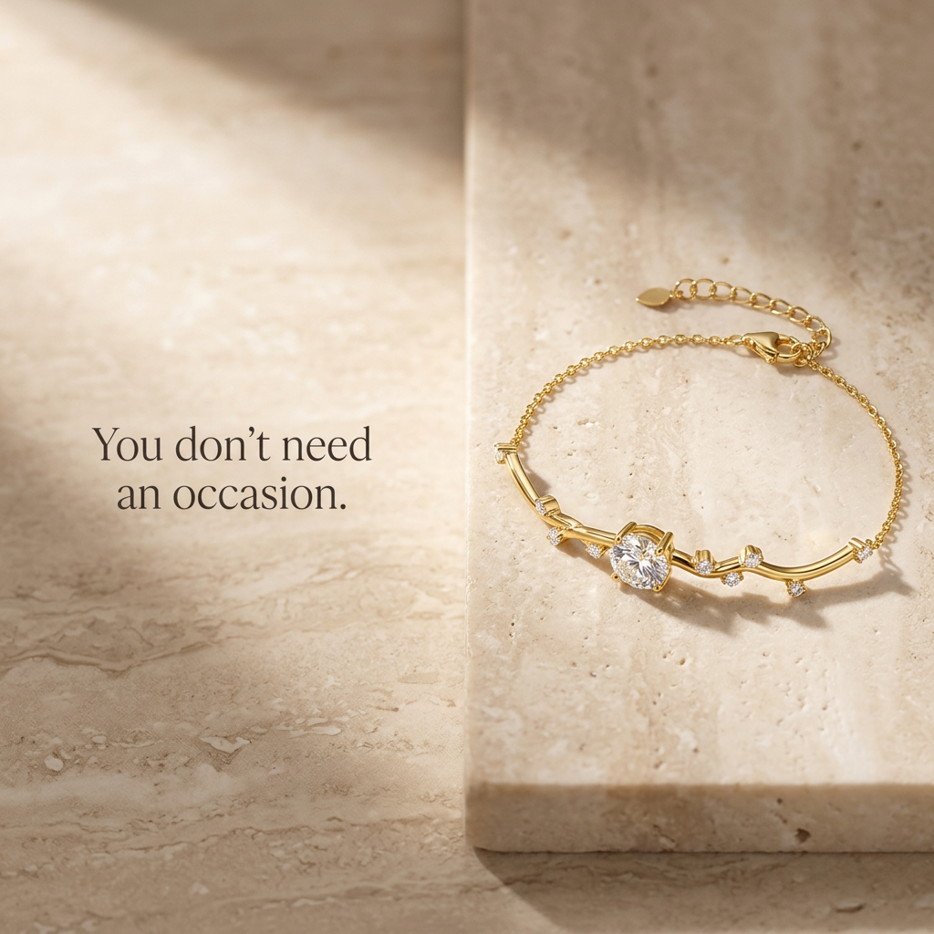 Velara Milano vine branch bracelet product photo on travertine surface