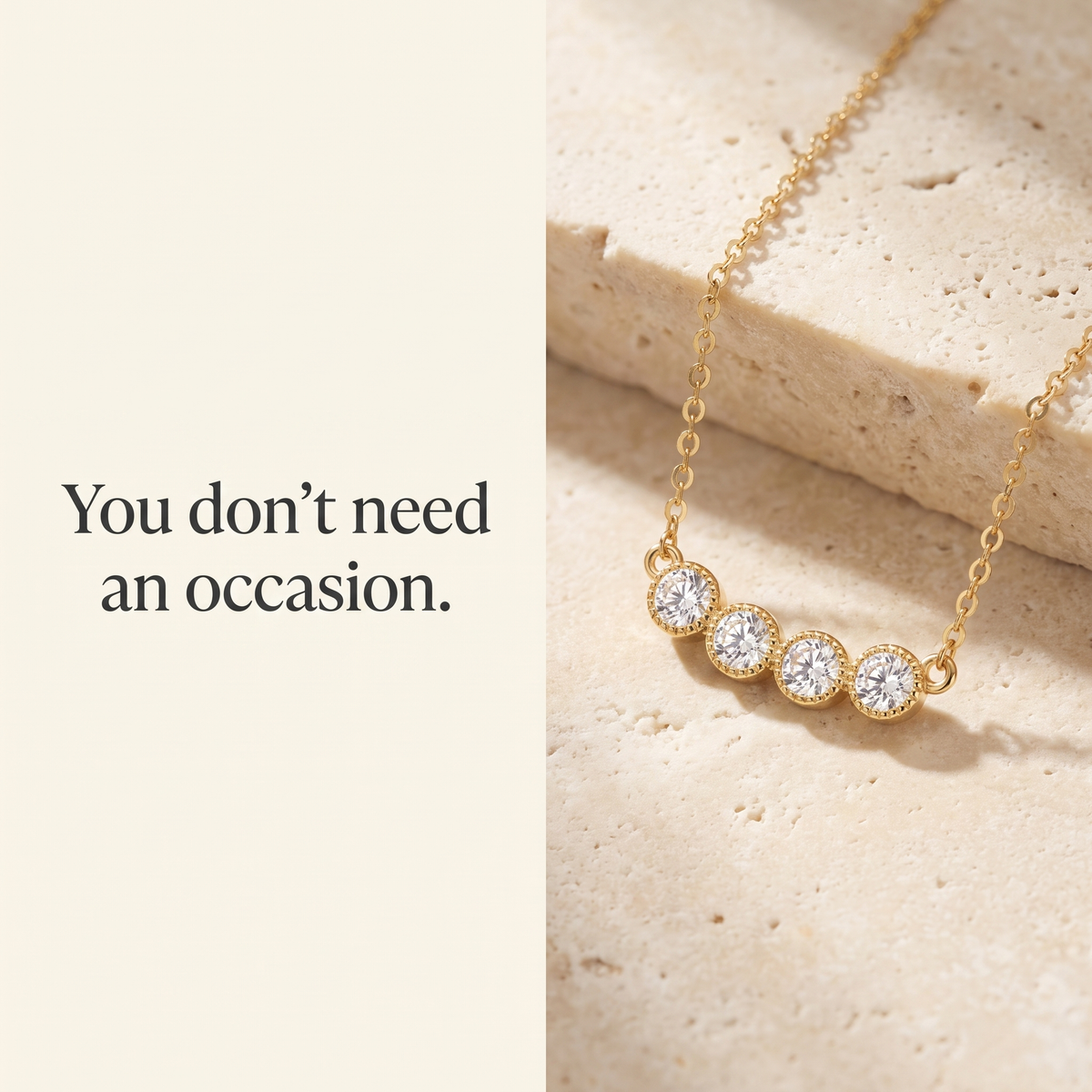 4-Stone Bezel Necklace on travertine