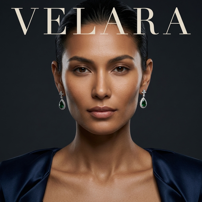 Emerald Green Double Halo Drop Earrings couture editorial