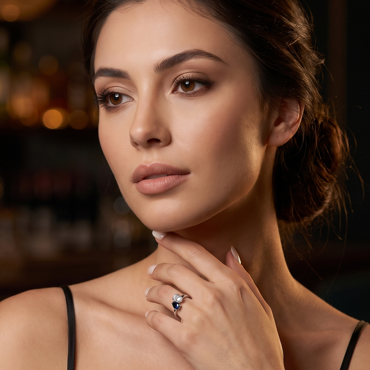 Diamond Ring | Lab Grow Diamond 18K Toi Et Moi & Sapphire | Two Stone Engagement Ring