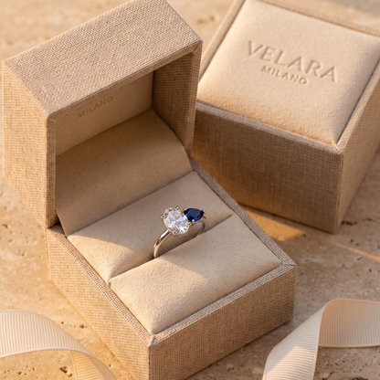 Diamond Ring | Lab Grow Diamond 18K Toi Et Moi & Sapphire | Two Stone Engagement Ring