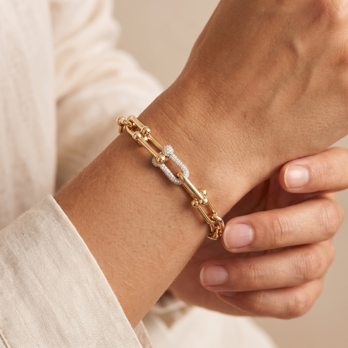 S925 Sterling Silver U-Shaped Bracelet for Women – 18K Rose Gold