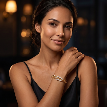 S925 Sterling Silver U-Shaped Bracelet for Women – 18K Rose Gold