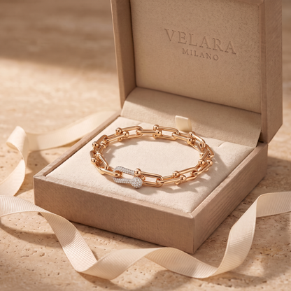 S925 Sterling Silver U-Shaped Bracelet for Women – 18K Rose Gold
