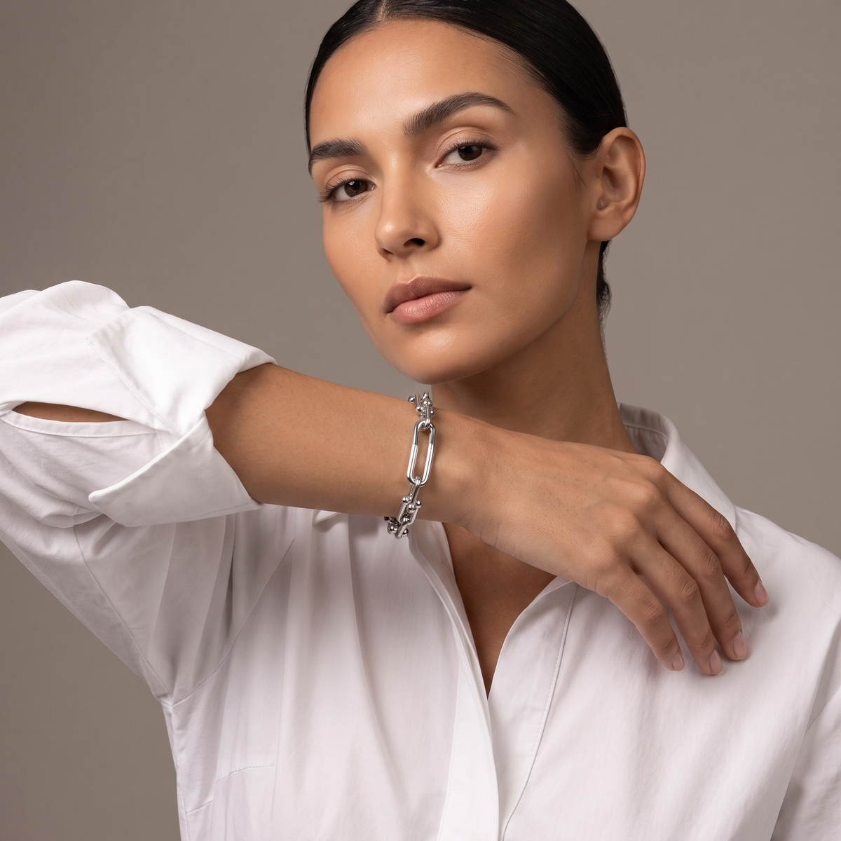 S925 Sterling Silver U-Shaped Bracelet for Women – 18K Rose Gold