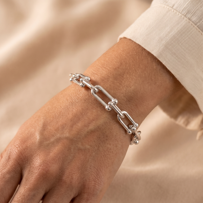 S925 Sterling Silver U-Shaped Bracelet for Women – 18K Rose Gold