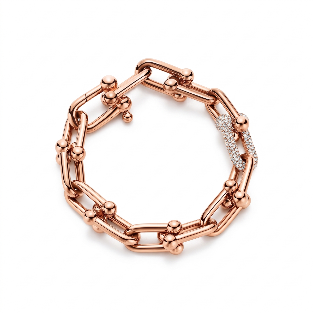S925 Sterling Silver U-Shaped Bracelet for Women – 18K Rose Gold
